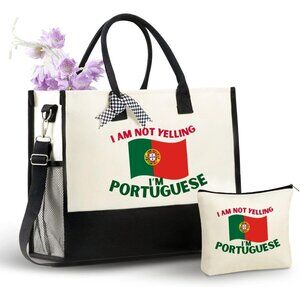 Portuguese Portugal Tote Bag with Flag, Women’s Stylish Travel and Grocery Bag